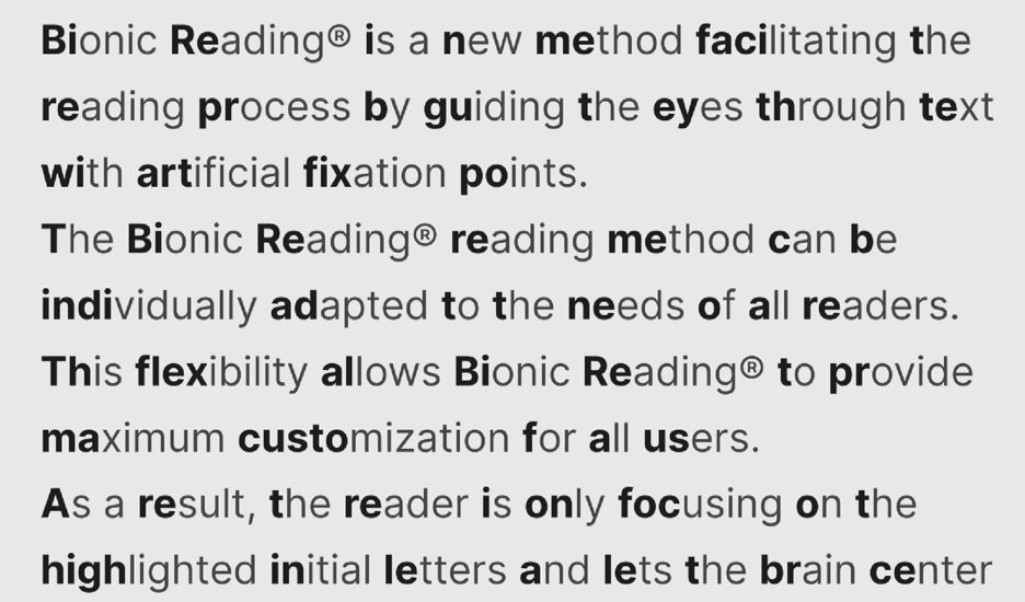 bionic reading font