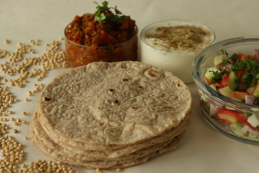 Jowar roti or jowar bhakri are healthy gluten free flatbreads made with sorghum millet flour.